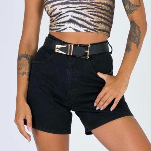 Princess Polly Black Swalla Shorts - Picture 1 of 6